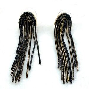 Black and Gold Fringe Drop Earrings